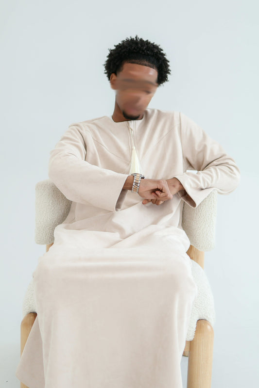 Beige Eid “Suede” Thobe
