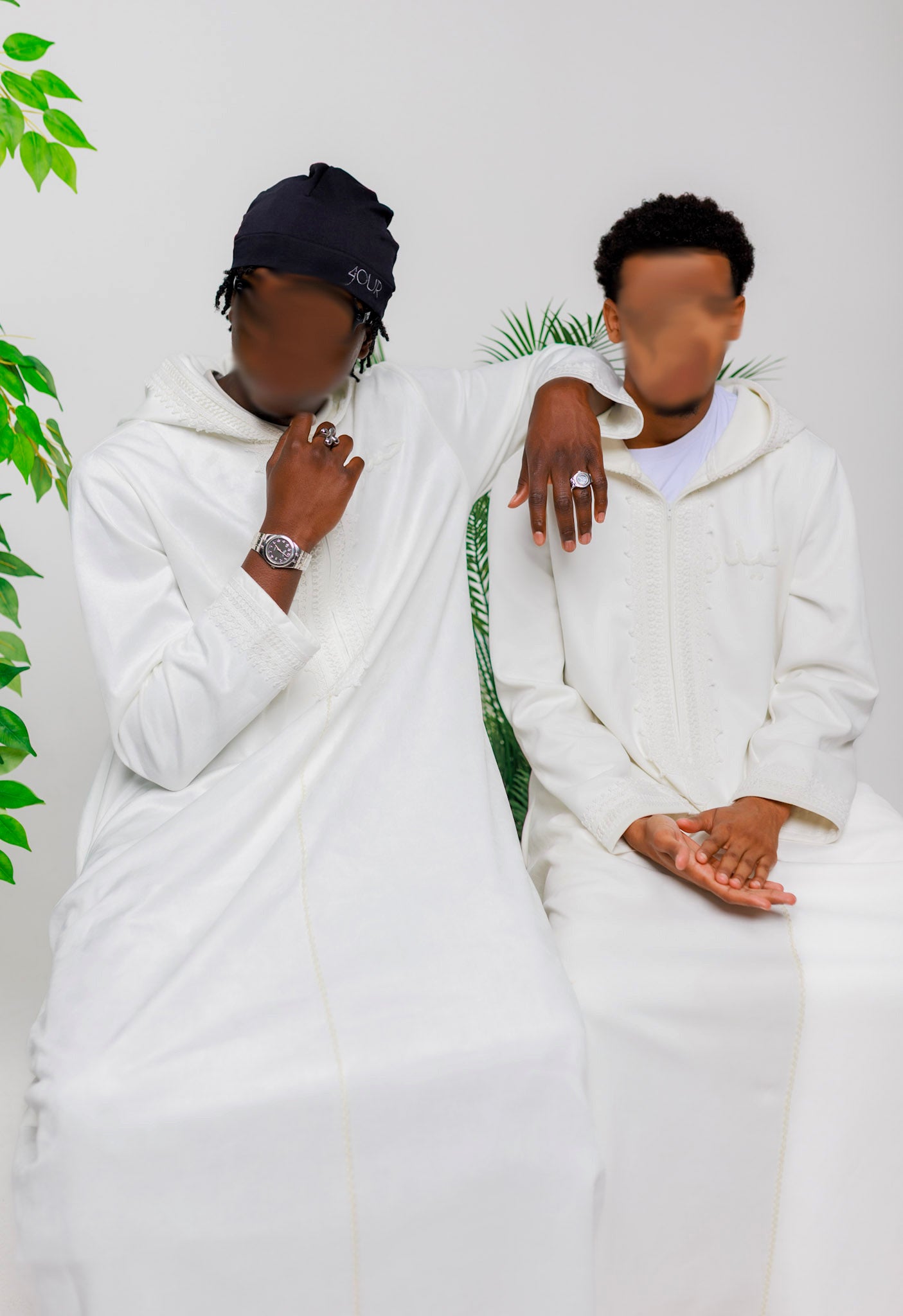White "Suede" Hooded Thobe