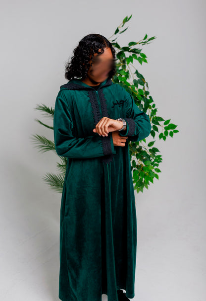 Green "Suede" Hooded Thobe