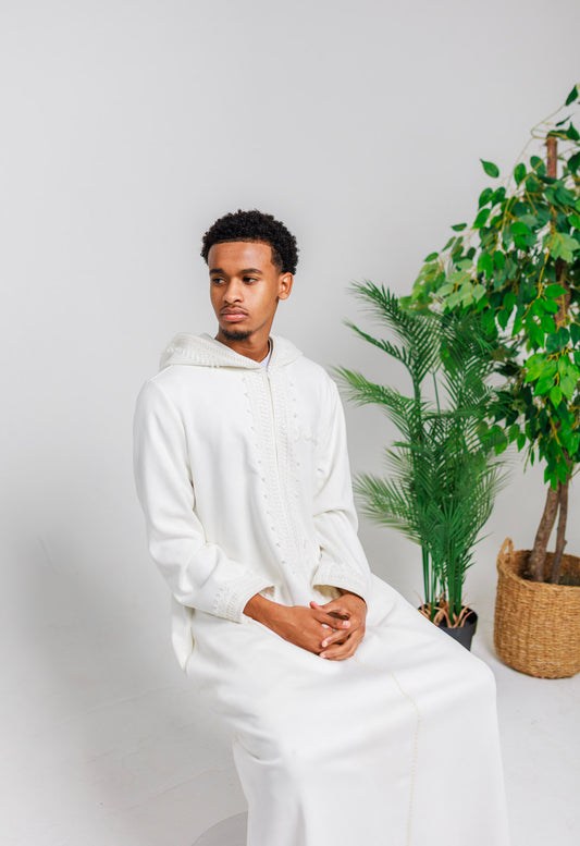 White "Suede" Hooded Thobe