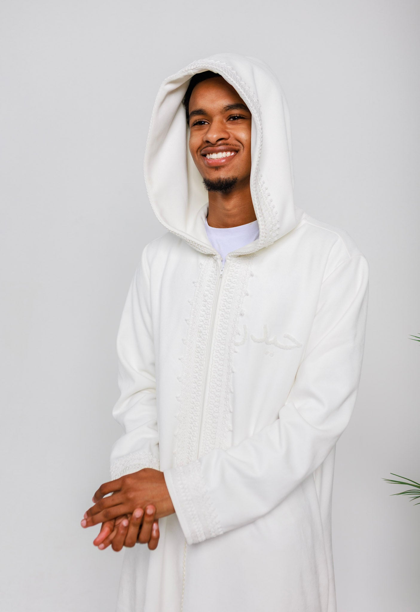 White "Suede" Hooded Thobe