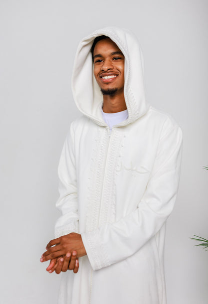 White "Suede" Hooded Thobe