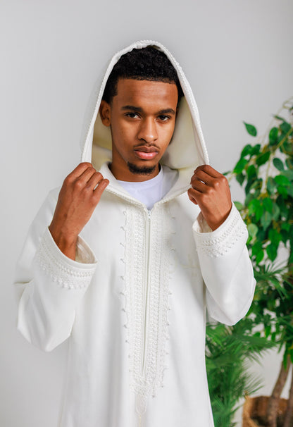 White "Suede" Hooded Thobe