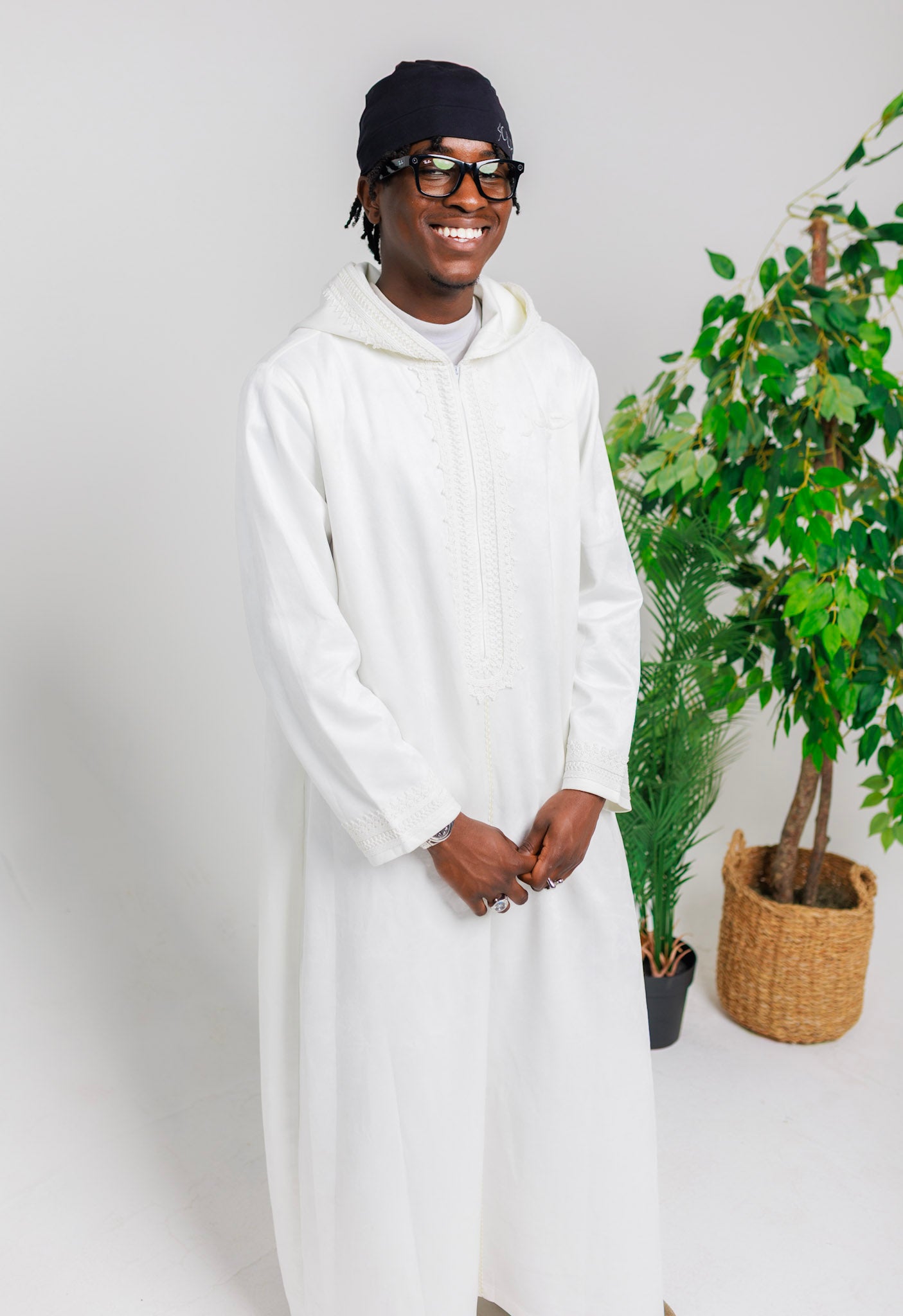 White "Suede" Hooded Thobe