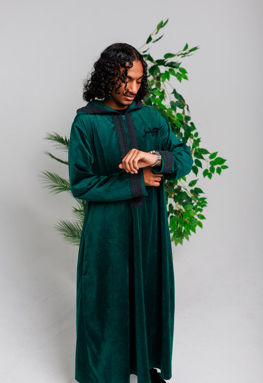 Green "Suede" Hooded Thobe