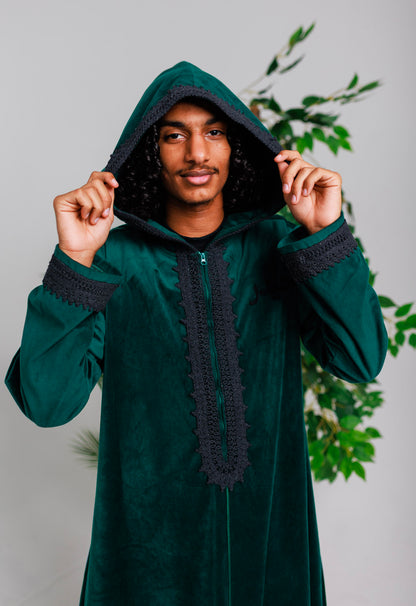 Green "Suede" Hooded Thobe
