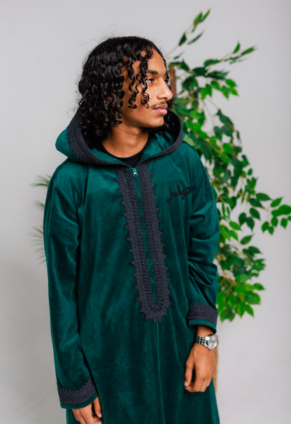 Green "Suede" Hooded Thobe