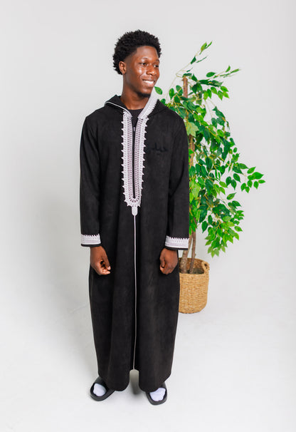 Black "Suede" Hooded Thobe