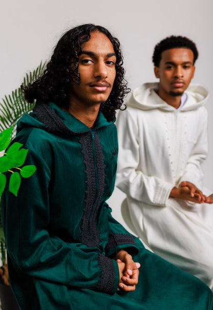 Green "Suede" Hooded Thobe